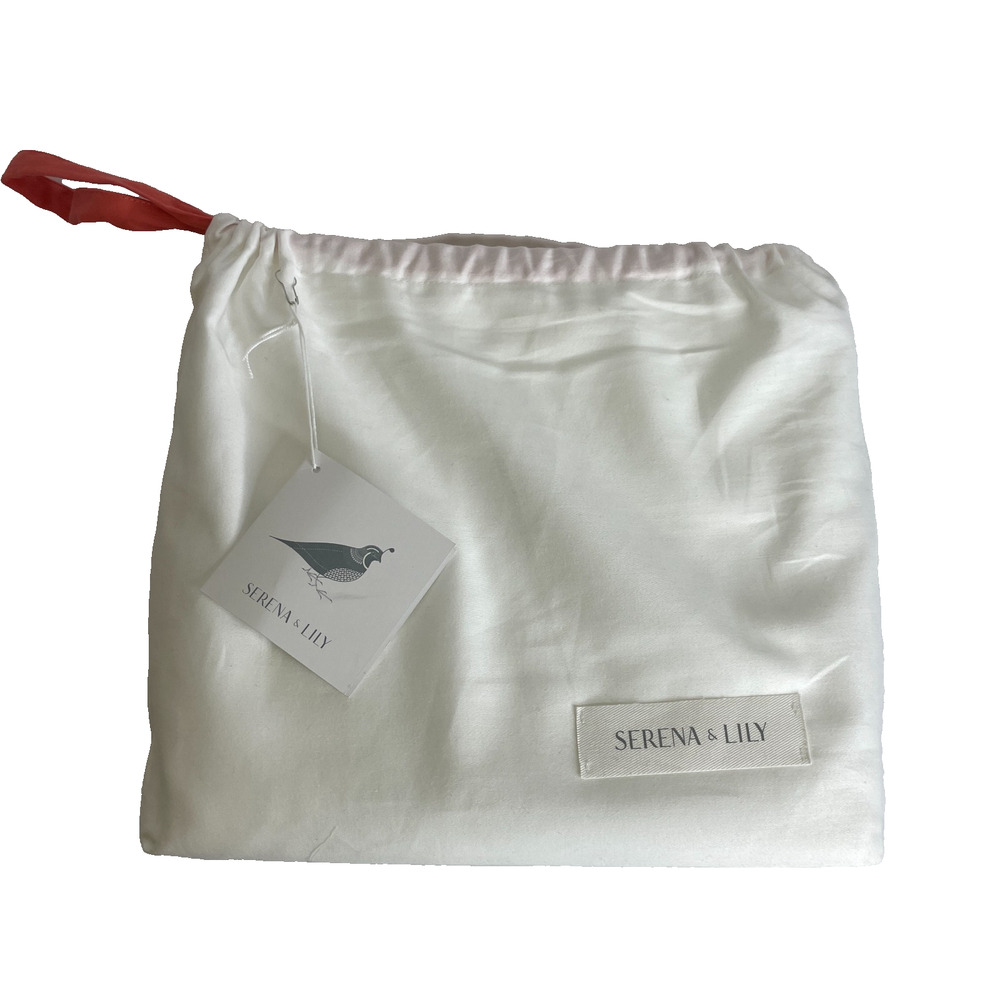 Serena & Lily Deep Coral Deco Dot White Sheet Set Full *Missing Fitted Sheet*
